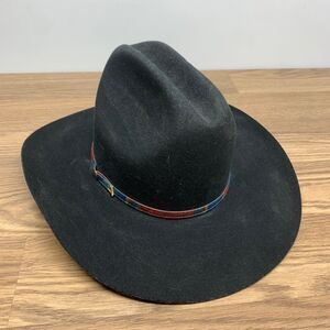 Vtg Silver Spur Cowboy Hat B bar H Men's 7 Quarter Horse Black 100% Wool Felt